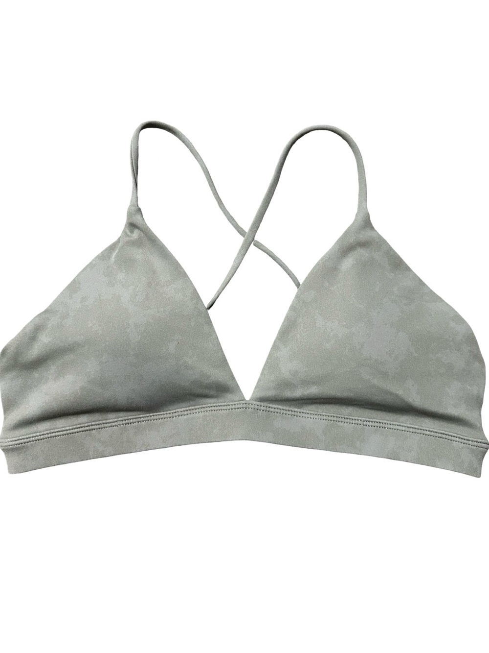CSB Crop Shop Boutique M Gray Green Ultra Suede Triangle Criss Cross Sports Bra